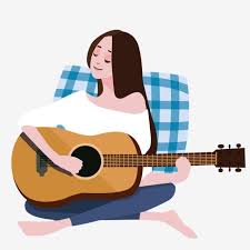 sitting intoxicated girl element playing guitar png and clipart illustration art girl music illustration picture books illustration