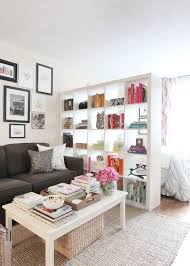 Attach A Curtain To The Backside Of The Bookcase To Let In Light Cover For Pr Studio Apartment Divider Studio Apartment Decorating Small Apartment Decorating