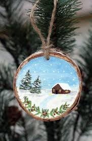Snowy Cabin Wood Slice Ornament Rustic Ornament Wooden Etsy Painted Christmas Ornaments Wood Christmas Ornaments Christmas Decorations Ornaments