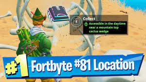 Find out how to complete accessible in the daytime near a mountain top cactus wedge challenge released on may 15, 2019 and unlock fortbyte # 81 in this guide. Fortnite Fortbyte 81 Location Accessible In The Daytime Near A Mountain Top Cactus Wedge Youtube