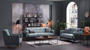 Sementa koltuk takımı genel tasarımında çift renk kumaş uygulaması yapılmıştır. Erica Oturma Grubu Bellona Mobilya