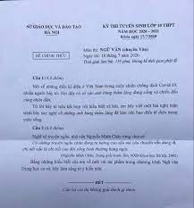 Đề thi và gợi ý lời giải môn ngữ văn lớp 10. Ä'á» Thi Vao Lá»›p 10 Mon VÄƒn Chuyen Táº¡i Ha Ná»™i NÄƒm 2020