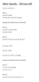 This is also minecraft is a fantastic game, and the music is no different! Minecraft Wet Hands Letter And Number Tabs Credit To Https Youtu Be Wt0lngq0nfg Kalimba
