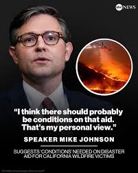 Republican House Speaker Mike Johnson said Monday that "there should  probably be conditions"