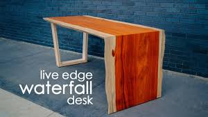 The option for integrated power marries form and function. Diy Live Edge Waterfall Table Desk Do It Yourself Live Edge Table Youtube