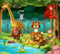 Pin By Aslam Artwork Painting On 3d Wall Painting Animal Illustration Cartoon Wallpaper Jungle Art