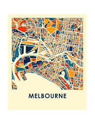 Melbourne Map Print Full Color Map Poster Etsy Melbourne Map Map Print Map Poster