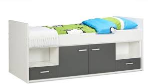 beter bed basic kinderbed jesse halfhoog 90x200cm wit antraciet in 2021 kajuitbedden kinderbed bed