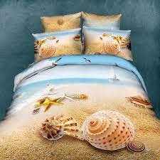 Browse more popular ideas on houzz or check out our promo and coupon codes to get great deals on bedroom furniture and decor! Light Tan And Sky Blue Ocean Themed Beach Scene Starfish And Seashell Print With Sail Boat And Seagull Full Size 3d Design Bedding Sets Enjoybedding Com