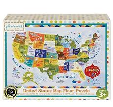 C R Gibson United States Map Floor Jigsaw Puzzle Game For Kids 74pc In 2020 Usa Puzzle Puzzle Games For Kids United States Map