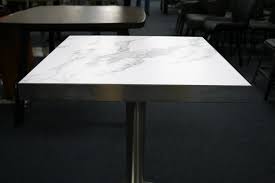 Round dining table top restaurant table white marble table top weather resist. White Marble Style Melamine Restaurant Table Tops Tablebasedepot