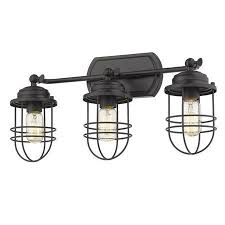 Seaport 3 Light Bath Vanity In Black Walmart Com Vanity Lighting Golden Lighting Bathroom Vanity Lighting