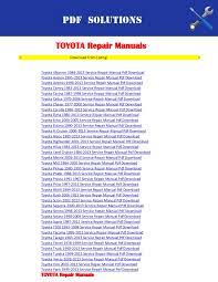 Toyota corolla 2006 manual toyota owner manuals and warranty information are the keys to quality maintenance for your vehicle. Repair Manuals Toyota Pdf Download
