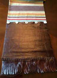 Table Runner With Fringed Leather And Elk Antler Buttons Table Runners Antler Buttons Tablerunners