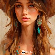 Bohemian Woman Artwork, Boho Woman Canvas Print, Modern Boho Portrait  Décor, Stunning Portrait Print, Portrait Wall Art, Gallery Wall Art