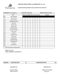 Sample maintenance supervisor job description. F16 0030 000 Sullair Air Compressor Daily Inspection Checklist
