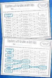 Solving Equations With Variables On Both Sides Maze Worksheet Solving Equations Equations Maze Worksheet