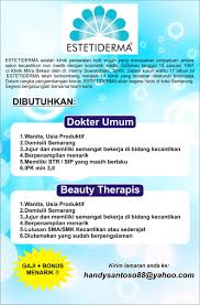Kendati kala magang ticta bertugas membersihkan kandang, memberi pakan, sampai memandikan gajah, tak menyurutkan semangatnya jadi dokter hewan yang berkonsentrasi pada satwa liar. Gaespakaimasker Ar Twitter Lokersmg Nih Estetiderma Lagi Buka Lowongan Untuk Dokter Umum Beauty Therapis Info Detail Cek Dibawah Yaa Https T Co D4scx8mdva