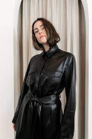 Nanushka Artha Vegan Leather Wrap Shirt Black On Garmentory In 2021 Wrap Shirt Nanushka Vegan Leather