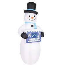 This santa claus on sleigh with three reindeer christmas inflatable is great for decor in and out of the home. 7ft Airblown Inflatable Christmas Snowman Holding Electronic Countdown Sign