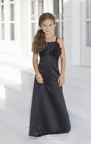 Beautiful Dark Navy Ball Gown Floor Length Satin Spaghetti Straps Dress With F Black Junior Bridesmaid Dress Black Bridesmaid Dresses Junior Bridesmaid Dresses