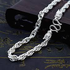 Sa Silverage Dragon Bibcock Chain S999 Pure Silver Necklace Men Silver Chain Personality Boys Silver Ornaments People Bold Long Chain Necklaces Aliexpress