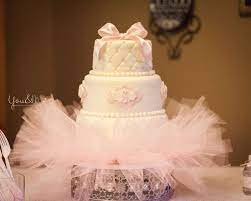 Shabby Chic Baby Shower Party Tutu Cake See More Party Planning Ideas At Catchmyparty Com Baby Shower Princess Baby Girl Cakes Ballerina Baby Showers
