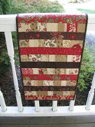 Jelly Roll Quilted Table Runner Browns And Deep Red Table Runner Diy Table Quilts Quilted Table Runner