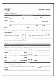 employment application template free word templates