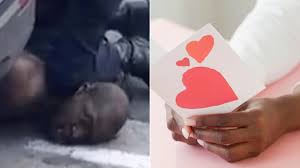 Protesters hold up an image of george floyd at a black lives matter rally in new york in june. Outrage After La Police Allegedly Caught With Valentine S Day Card Mocking George Floyd Captioned You Take My Breath Away 7news Com Au