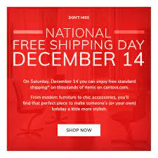 Place your order before the order cutoff time*, monday through friday (excluding federal holidays), and we will ship it that same day. Cantoni Save The Date National Free Shipping Day Is Sat Dec 14 Milled
