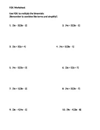 Foil method worksheets learny kids. Foil Worksheet Teachers Pay Teachers