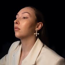 Enigmatic Byzantine Cross Earrings with Pink Opal