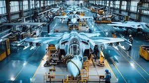 Modern Military Aircraft Production Assembly Line of Fighter Jets in an  Aviation Factory | Premium AI-generated image