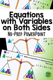 Love This No Prep Powerpoint For Variables On Both Sides Slideshow Shows Equations With Balancing A Scale Problem Equations 8th Grade Math Powerpoint Lesson