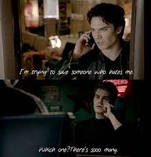 Damon salvatore is the coolest and funniest bad guy on tv. Funny The Vampire Diaries And Stefan Salvatore Image Vampire Diaries Vampire Diaries Funny Vampire Diaries Damon