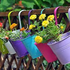10 Pcs Flower Pots Metal Iron Hanging Flower Pots Balcony Garden Plant Planter Wall Hanging Metal Bucket Flower Holders Home Decoration Walmart Com In 2021 Hanging Flower Pots Flower Pots Metal Flower Pots