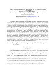 Pdf E Learning Implementation Its Opportunities And Drawbacks Perceived By Efl Students