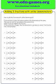 Adding unlike fractions denominators 2 12 below are six versions of our grade 6 math worksheet on adding unlike fractions. Addings With Different Denominators Worksheet Pdf Worksheets 4th Grade To Decimals How Divide Samsfriedchickenanddonuts
