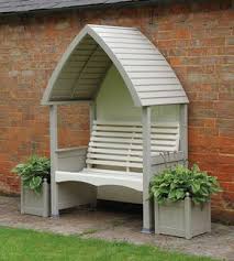 This Stunning Afk Cottage Garden Arbour In Heritage Mushroom And Cream Colours Is Hand Crafted H With Images Wooden Garden Furniture Painted Garden Furniture Wooden Garden