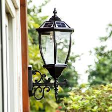 22 H Vintage Style Large Led Outdoor Solar Wall Lighting In Black Finish Takeluckhome Com