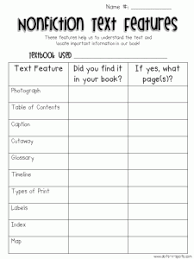 Nonfiction Text Features Nonfiction Text Features Nonfiction Texts First Grade Reading