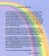 Just this side of the rainbow bridge there is a land of meadows, hills and valleys with lush green grass. Printable Copy Of Rainbow Bridge Poem Dogs Diigo Groups Rainbow Bridge Poem Rainbow Bridge Dog Poem Rainbow Bridge Dog