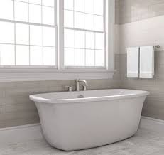 Factory direct prices, ships to your address, online chat / call support, 5 day delivery Tile Lowes Neutral Bathroom With White Stand Alone Tub And Gray Subway Tiles On The Wall Stand Alone Tub Bathroom Wall Tile Subway Tile Design