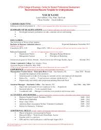 Resume Template For Undergraduate Students