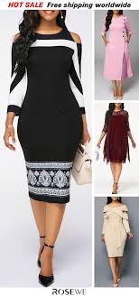 Three Quarter Sleeve Cold Shoulder Dress Rosewe Dress Fall Dress Dress Outfit Dress Idea Dress F Fall Dress Outfit Fashion Dresses Women S Fashion Dresses