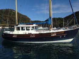 Motor sailer fisher 37 yacht sailing at plymouth, uk. Fisher 37 Sold