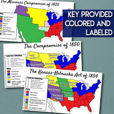 Missouri Compromise Compromise Of 1850 Kansas Nebraska Act Map Activity Map Activities Missouri Compromise Nebraska