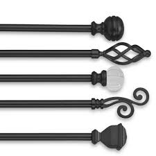 Double wrap rod in black. Ornate Iron Curtain Rods Ends