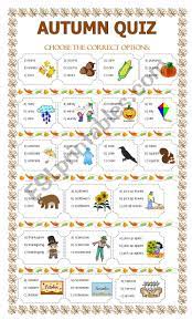 The autumn quiz includes some multiple choice trivia questions with answers to test your knowledge about this. Autumn Quiz Esl Worksheet By Lupiscasu